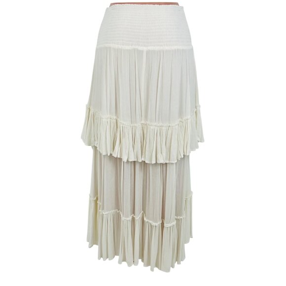 Free People Boho White Ruffled Hem Flowy Asymmetrical Convertible Skirt Dress - Picture 14 of 16